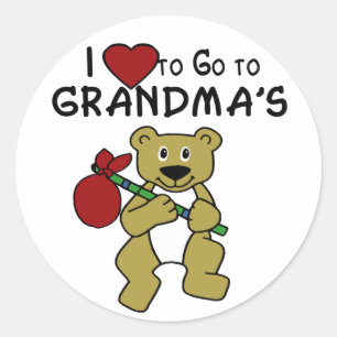 Kärlek to Go to Grandma's Runt Klistermärke