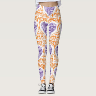 Kärlek to Ski Orange Lila Handmade made Yoga Byxor