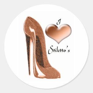 Kärlek Toffee Stiletto Shoe och 3D Heart Runt Klistermärke