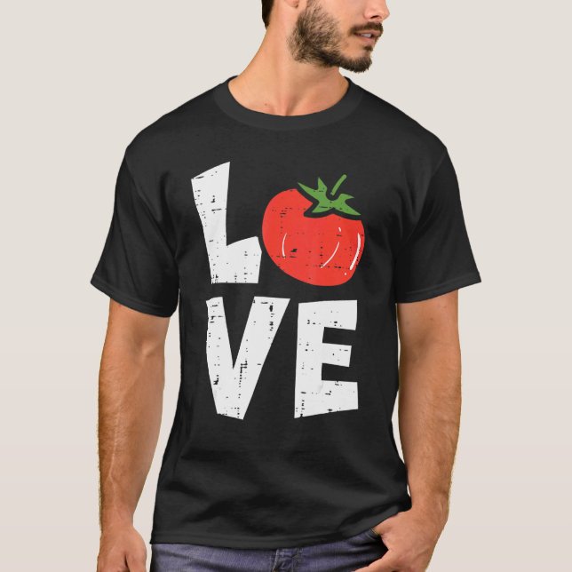 Kärlek Tomato  Vegetable Plant Gardener Manar T Shirt (Framsida)