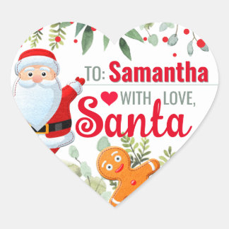 "Kärlek, Tomte" Pepparkakors Anpassad Julpresent Hjärtformat Klistermärke