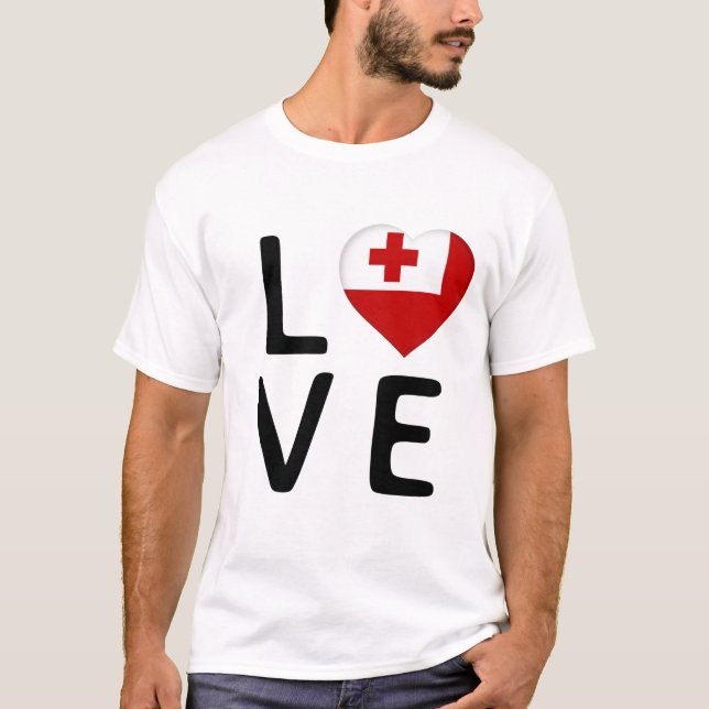 Kärlek - Tonga Flagga T Shirt (Framsida)