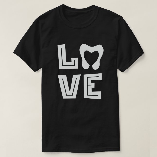 KÄRLEK Tooth Heart Tandvård Dentist Valentine's da T Shirt (Design framsida)