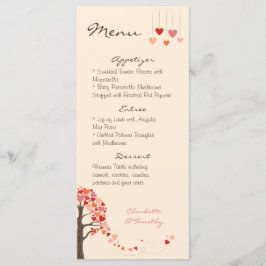 Kärlek Träd Hearts Bröllop Menu Meny