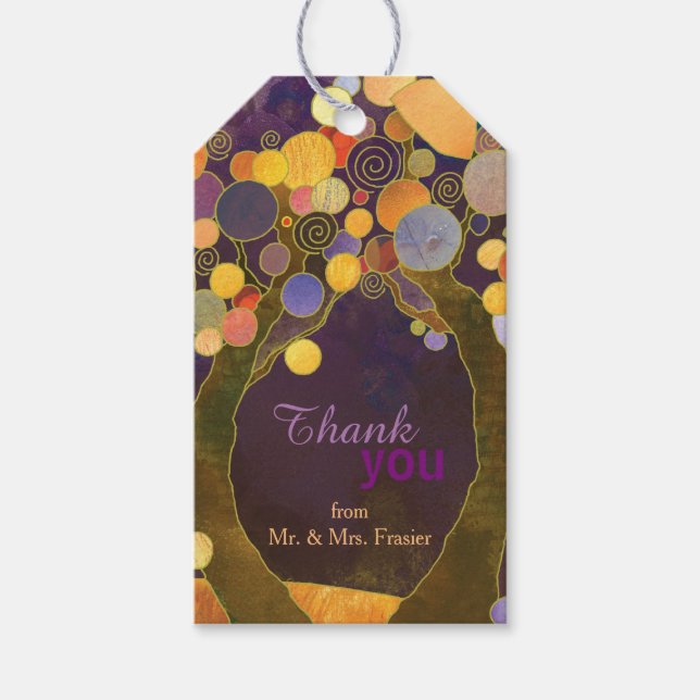 Kärlek Träd Lila Bröllop Tack Presentetikett (Framsidan)