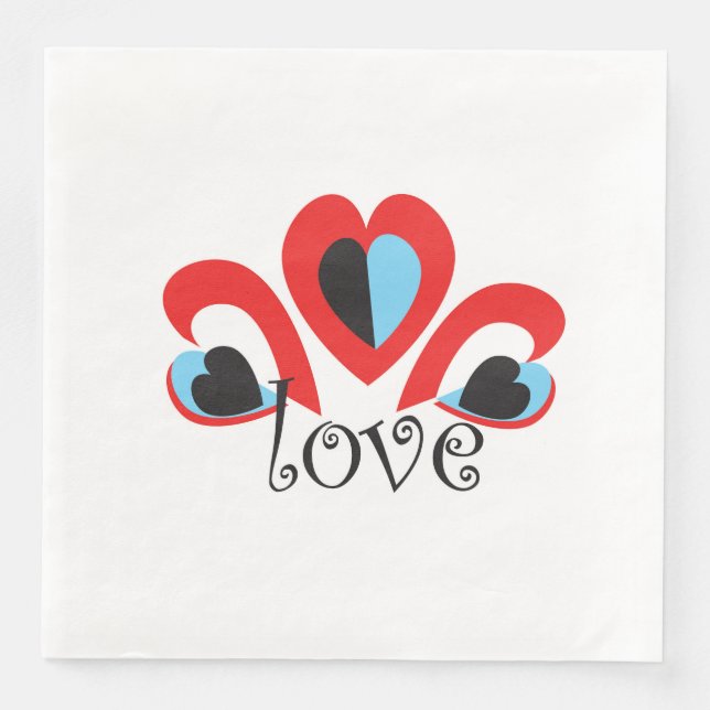 kärlek, traditionell ventilinröd ärtmask pappersservett (Framsida)