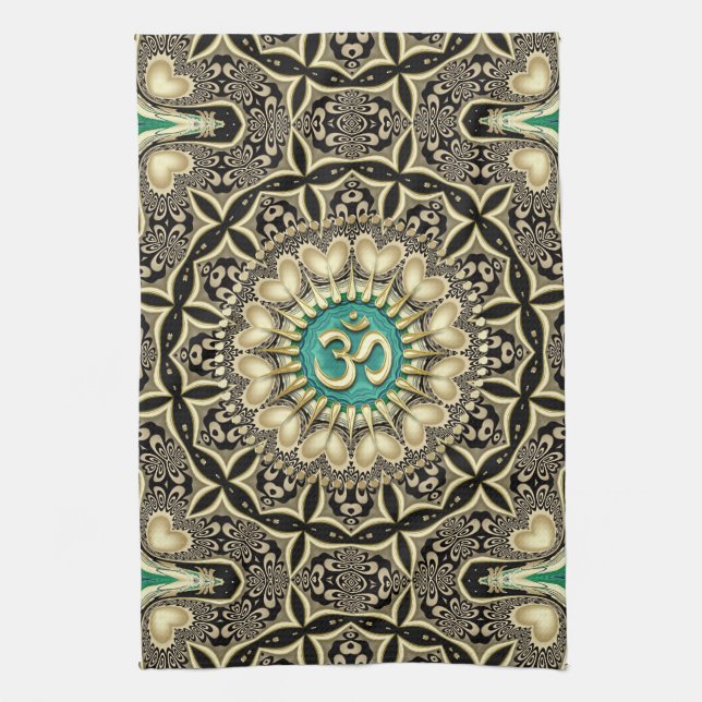 Kärlek Tribal Black Guld OM Mandala Home Decor Kökshandduk (Vertikal)