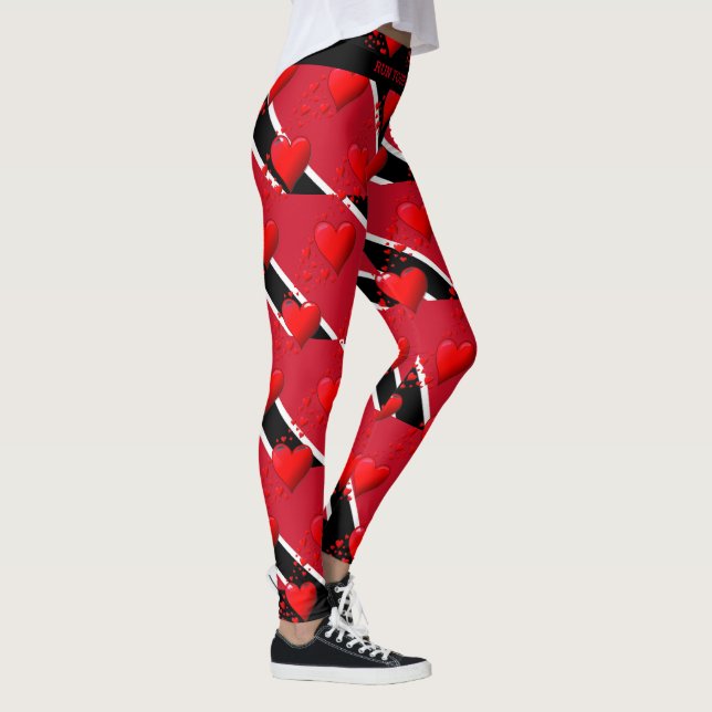 KÄRLEK TRINIDAD Red Hearts SPRINGA DIN TÄVLING Anp Leggings (Höger)