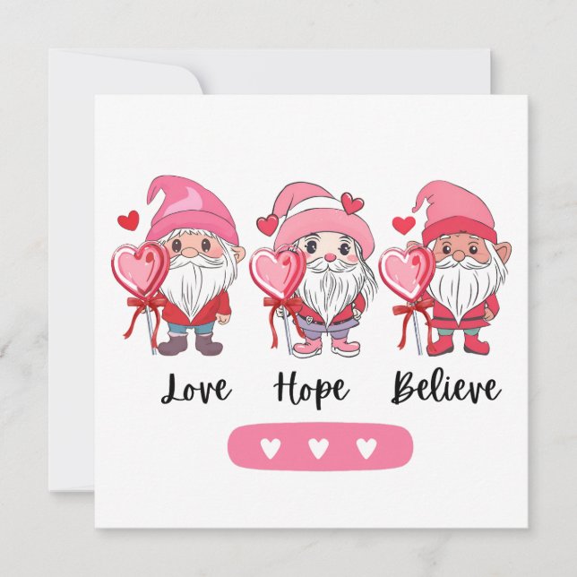 Kärlek, tro det söta, platta Valentines day-kortet (Framsida)