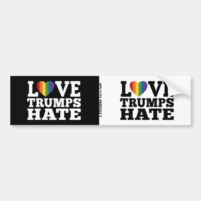 Kärlek Trumpar Hate Rainbow Heart - 2 på 1 design Bildekal (Framsidan)