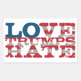 Kärlek Trumpar Hate Sticker Rektangulärt Klistermärke