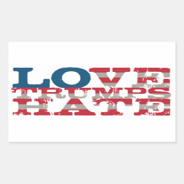 Kärlek Trumpar Hate Sticker Rektangulärt Klistermärke