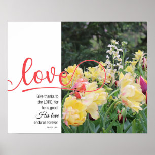 Kärlek Tulip-fotografi Psalm 136:1 Poster