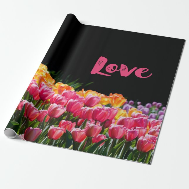 Kärlek Tulip Garden Presentpapper (Utrullad)