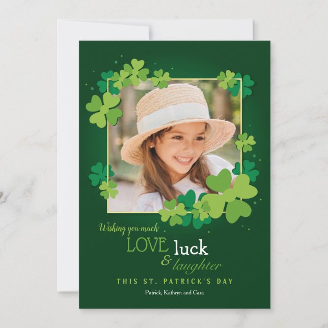 Kärlek Tur och Skratt St. Patrick's Day Card Julkort (Framsida)
