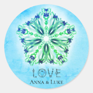 *~* KÄRLEK Turcos Lila Star Mandala Runt Klistermärke