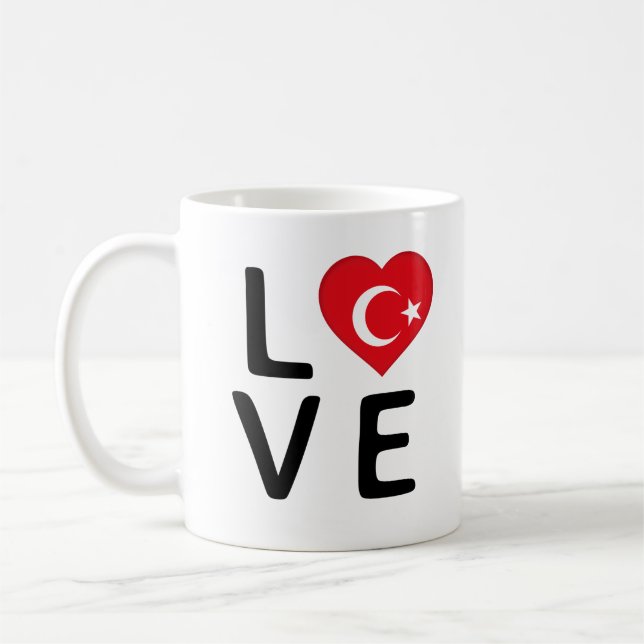Kärlek - Turkiet Flagga Kaffemugg (Vänster)