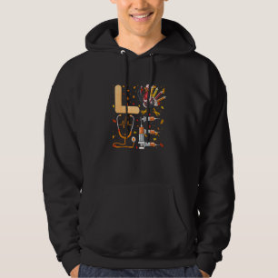 Kärlek Turkiet Stethoscope Nurse Life Thanksgiving Hoodie