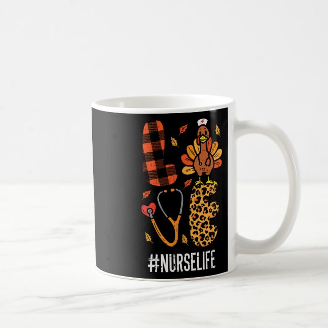 Kärlek Turkiet Stethoscope Nurse Thanksgiving Fall Kaffemugg (Höger)