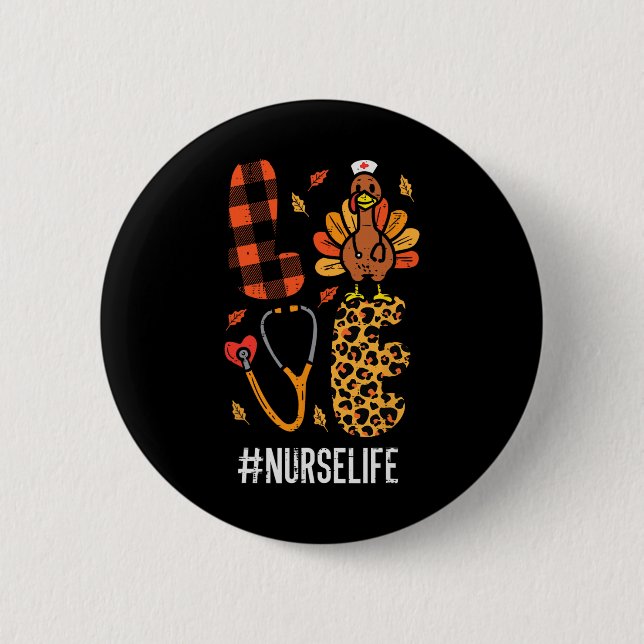 Kärlek Turkiet Stethoscope Nurse Thanksgiving Fall Knapp (Framsida)