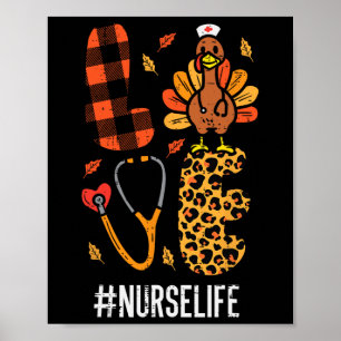Kärlek Turkiet Stethoscope Nurse Thanksgiving Fall Poster