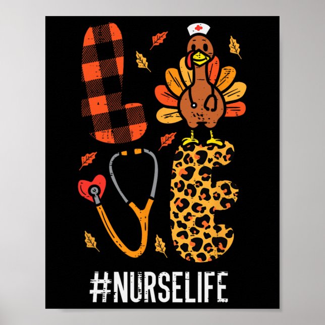 Kärlek Turkiet Stethoscope Nurse Thanksgiving Fall Poster (Framsidan)