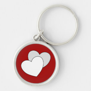 Kärlek - två hjärtor Keychain Rund Silverfärgad Nyckelring