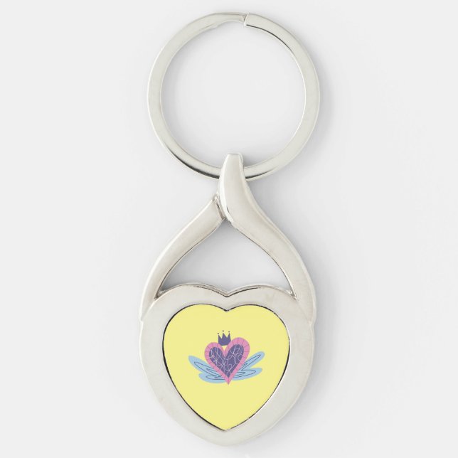 Kärlek Twisted Heart Silverfärgad Nyckelring (Framsidan)