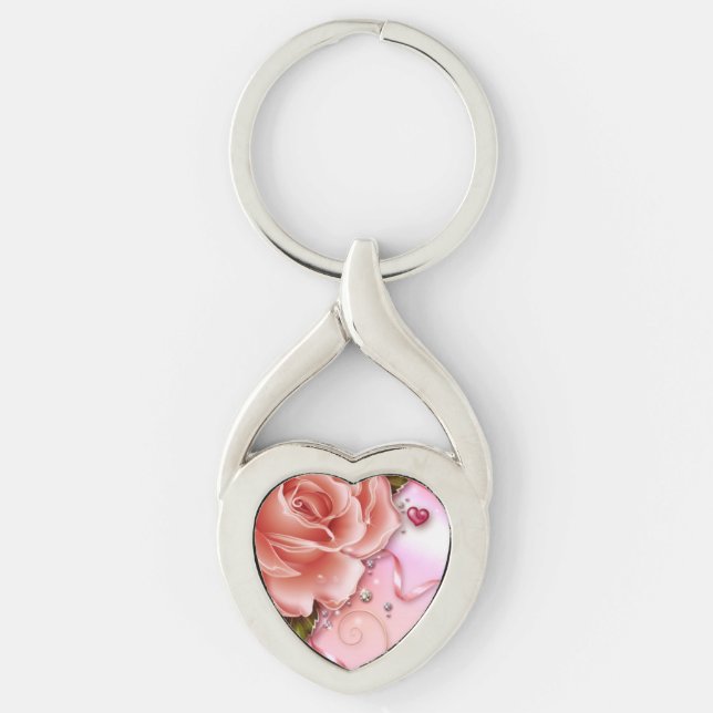 Kärlek Twisted Heart Silverfärgad Nyckelring (Framsidan)