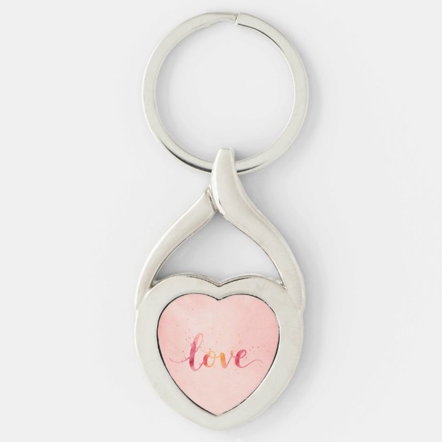 Kärlek Twisted Heart Silverfärgad Nyckelring (Framsidan)