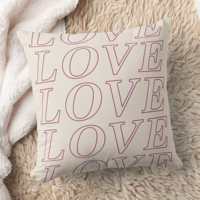 Kärlek Typografi Alla hjärtans dag Pillow - Lila Kudde (Skapare uppladdad)