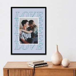 Kärlek Typografi Alla hjärtans dag Poster - blått