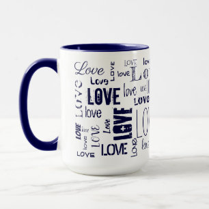 KÄRLEK! Typografi - blå text Mugg