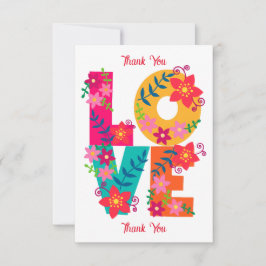 KÄRLEK-typografi, blommigt Tack Kort