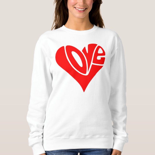 Kärlek-typografi i hjärtform t shirt (Framsida)