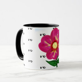Kärlek Typografi Ljusstark Rosa blomma Mugg