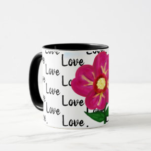 Kärlek Typografi Ljusstark Rosa blomma Mugg