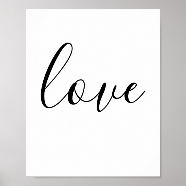 Kärlek-typografi med minimalistisk svartvitt poster (Framsidan)