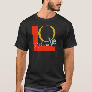 Kärlek Typografi Monogrammed Namn T Shirt