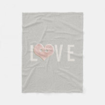 KÄRLEK Typografi och Rosa Heart | Fleece Blanket