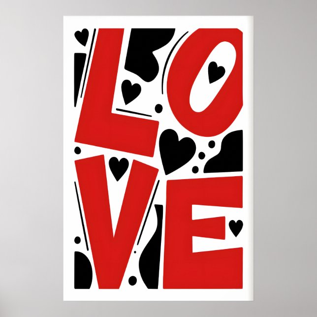 KÄRLEK Typografi Print Modern Vertikal Bokstavskon Poster (Framsidan)