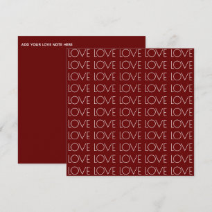"Kärlek" Typografi Red Square Valentine Julkort