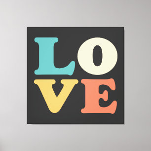 Kärlek Typografi Retro Färg-kvadrat Canvastryck