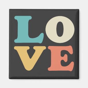 Kärlek Typografi Retro Färg-kvadrat Magnet
