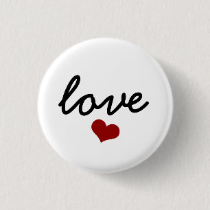 kärlek typografi röd hjärtvalentin knapp