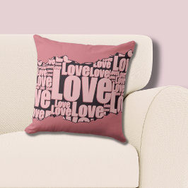 Kärlek Typografi Rosa Tones Mönster Kudde
