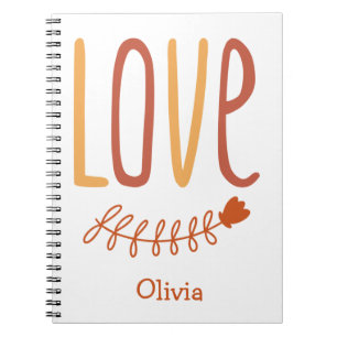 Kärlek Typography Boho Design Färg Namn Modern Anteckningsbok