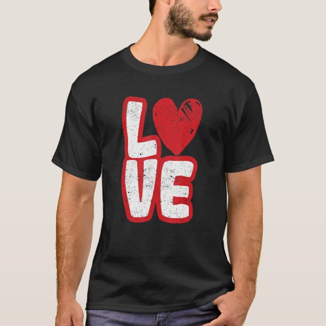Kärlek Typography Hearts Valentine Day Romantic C T Shirt (Framsida)