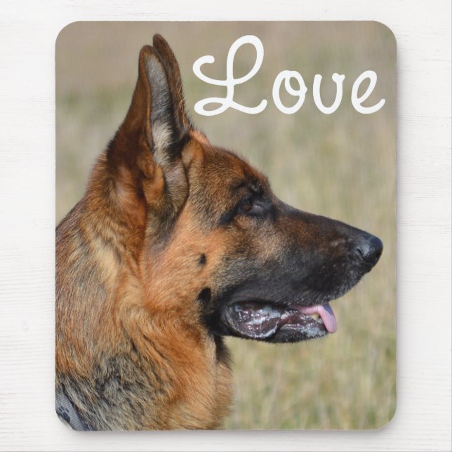 Kärlek tysk schepherd Puppy Hund Mousepad Musmatta (Framsidan)