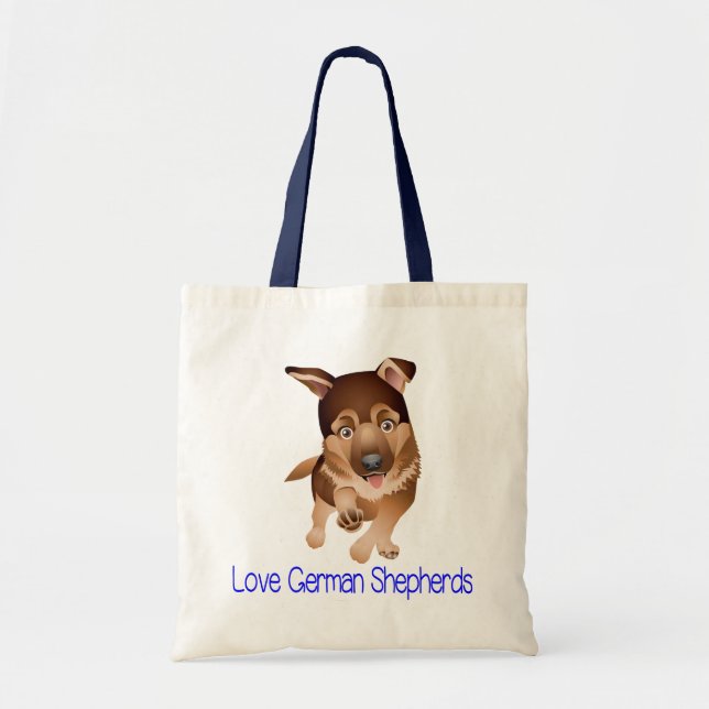 Kärlek tysk shepherd Puppy Hund Canvas Tote Bag Tygkasse (Framsidan)